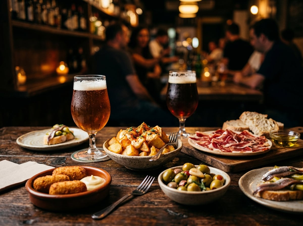Tapas y cervezas en La Grada